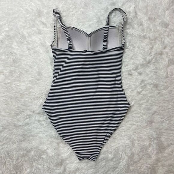 None Other - Black and White Striped Bodysuit One Piece